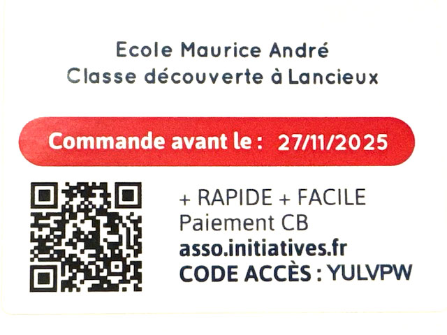 Vente de chocolats Français pour financer la classe découverte